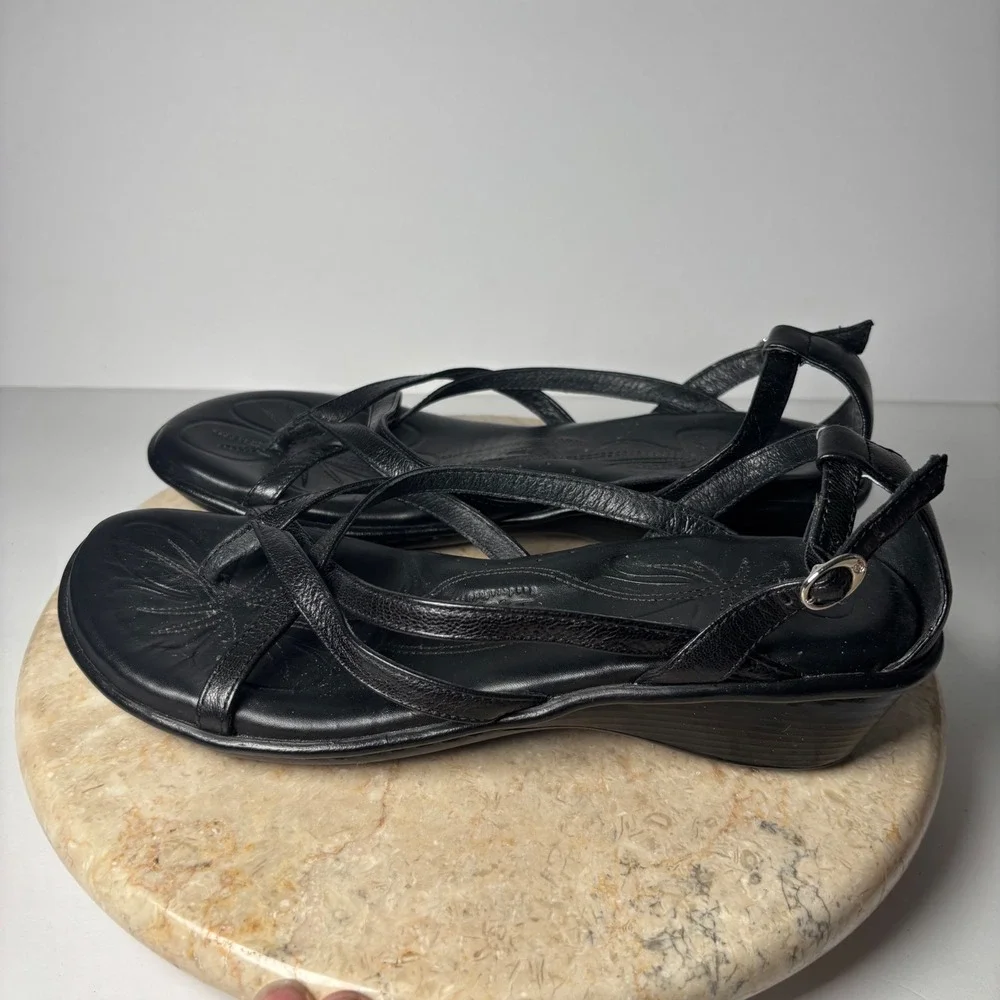 Black Strappy Wedge Sandals - Women